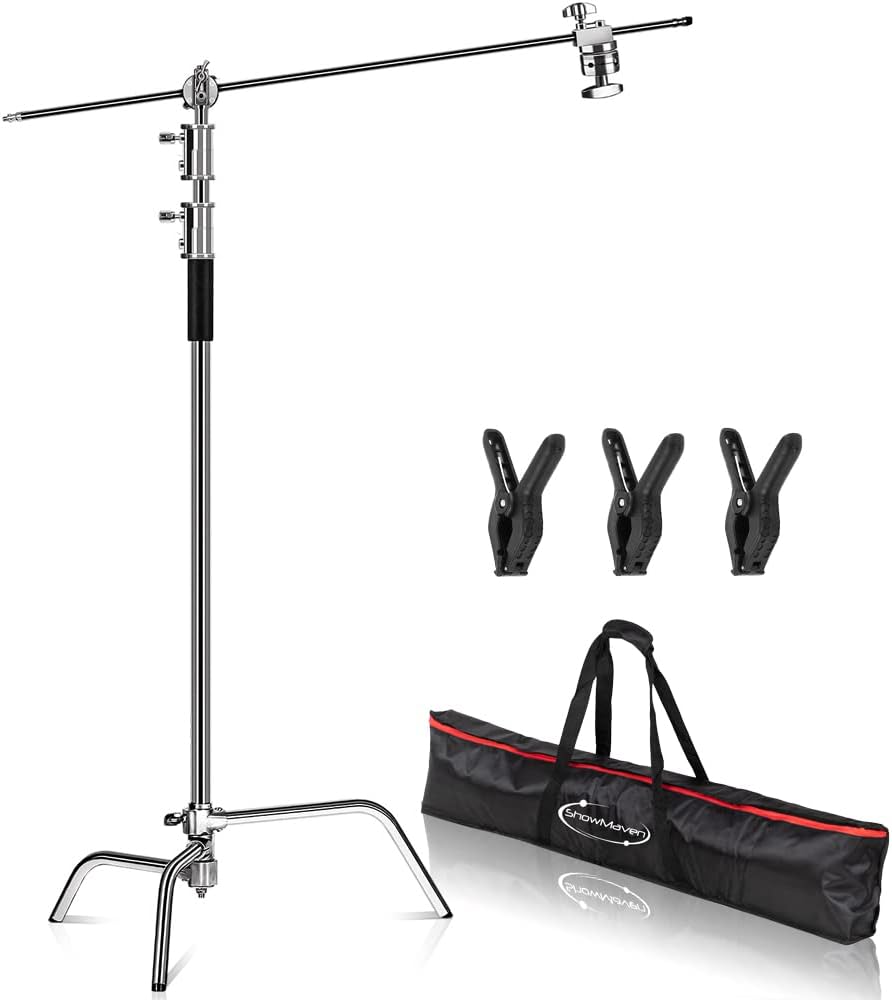 10ft Light Stand C-Stand on Turtle Base with 4ft Extension Boom Arm & 2 Pieces Grip Head M3578