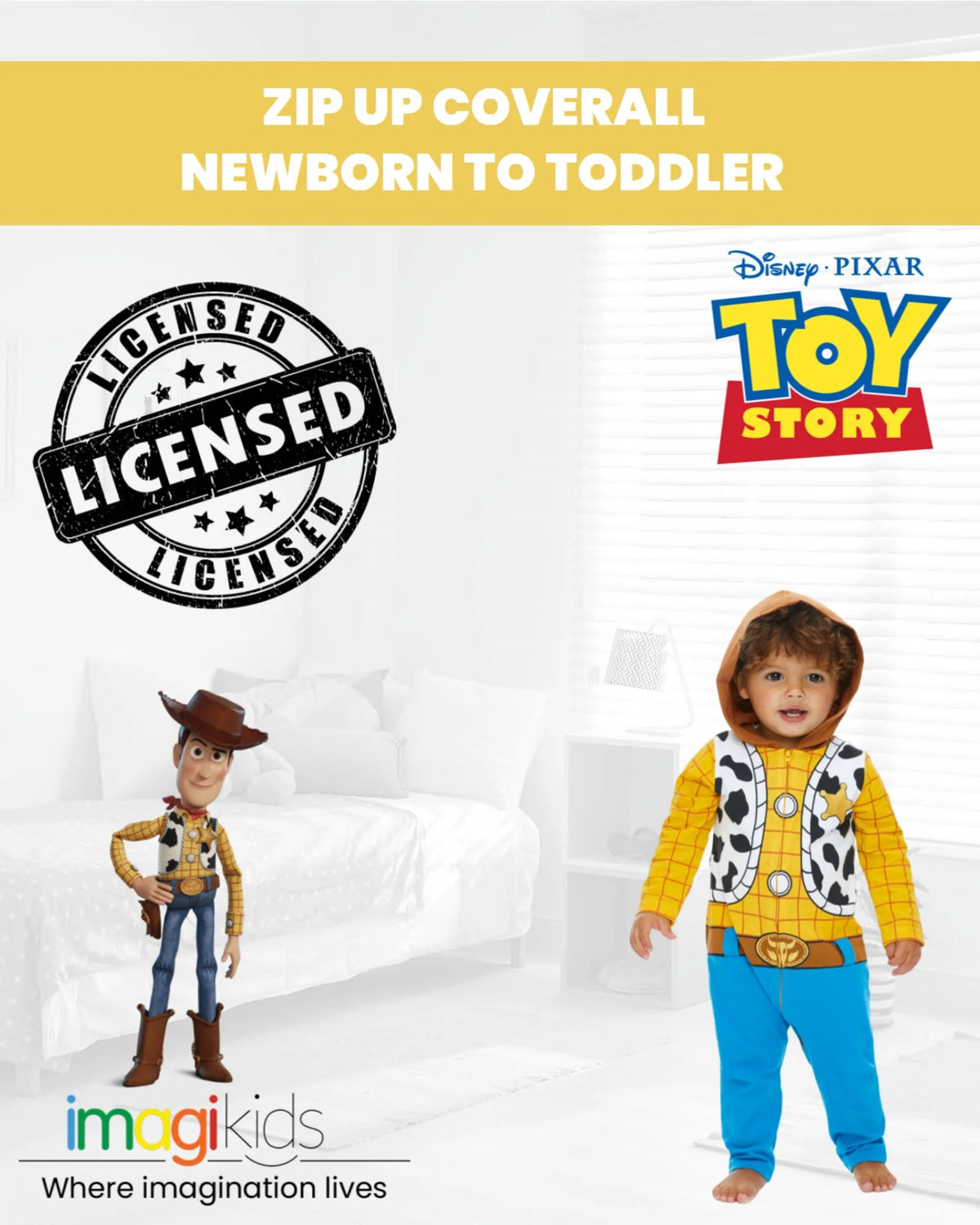 Woody Infant Baby Boys Zip Up Coverall T9359