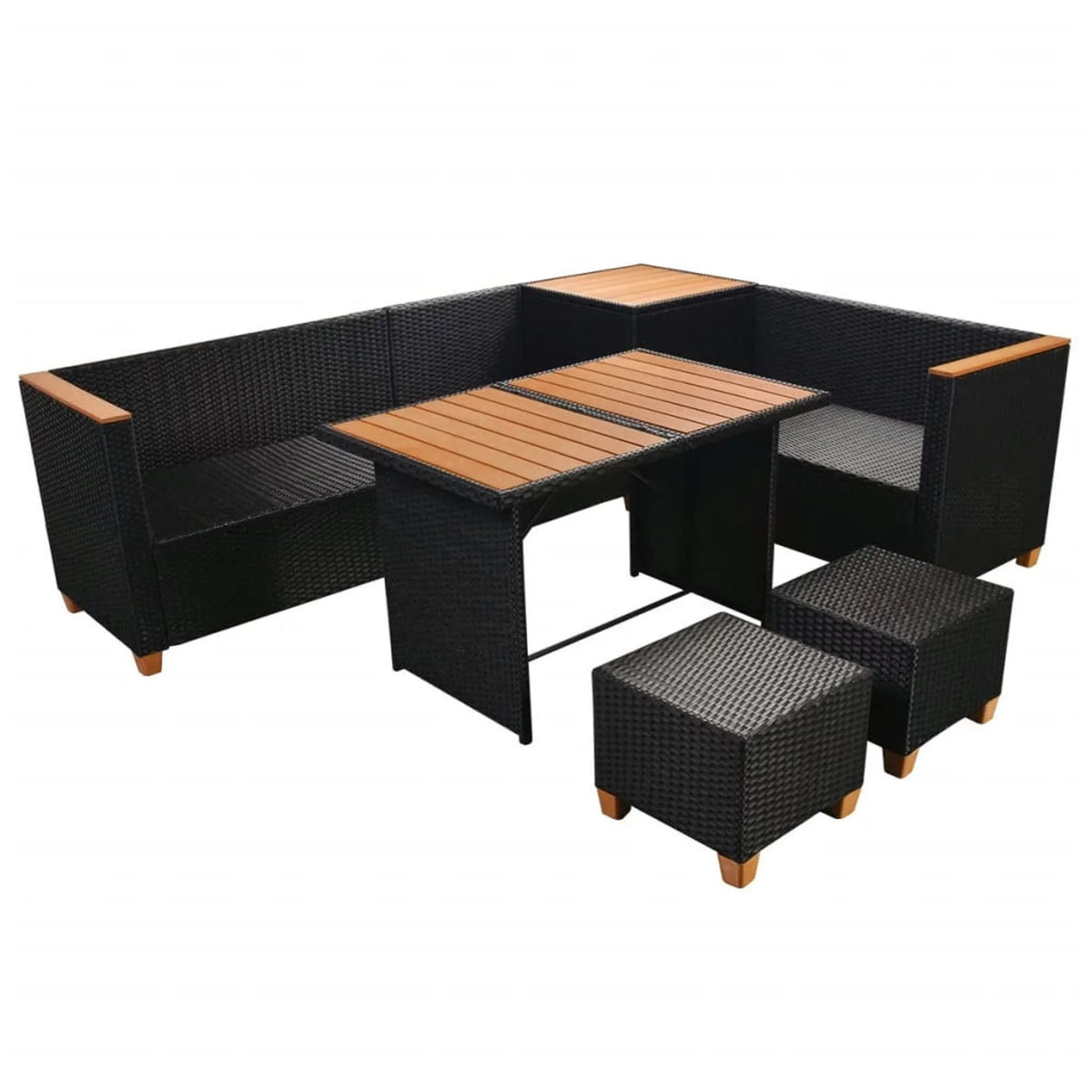Black Poly Rattan 7 Piece Patio Set O576