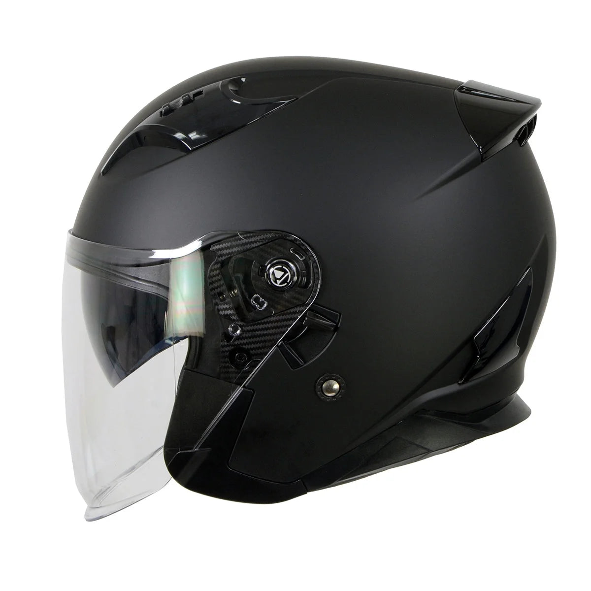 Matte Black Open Face 3/4 Helmet with Drop Down Tinted Visor I6818