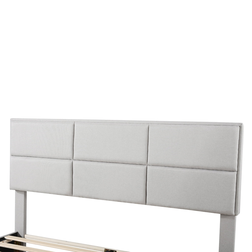 Queen Size Upholstery Platform Bed with Adjustable Headboard A29382
