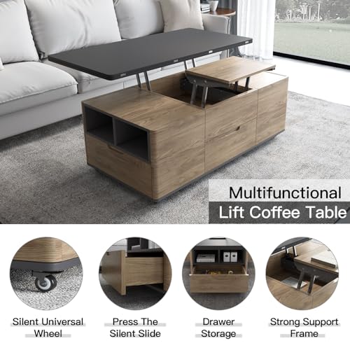 Grey Lift-Top Coffee Table with 4 Stools D97462