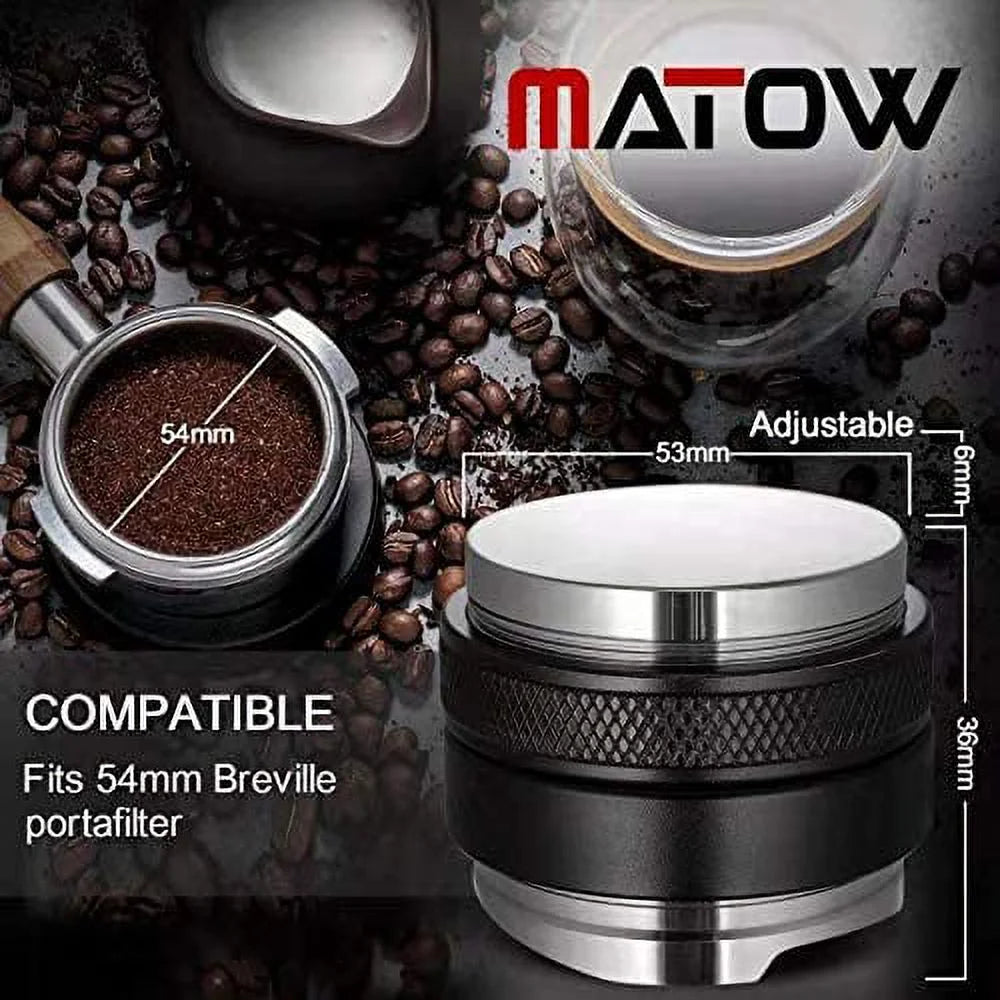 53mm Coffee Distributor & Tamper, Dual Head Coffee Leveler, Adjustable Depth Espresso Hand Tampers R6519
