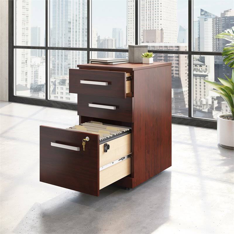 Engineered Wood 3-Drawers Mobile File Cabinet Cherry M9886