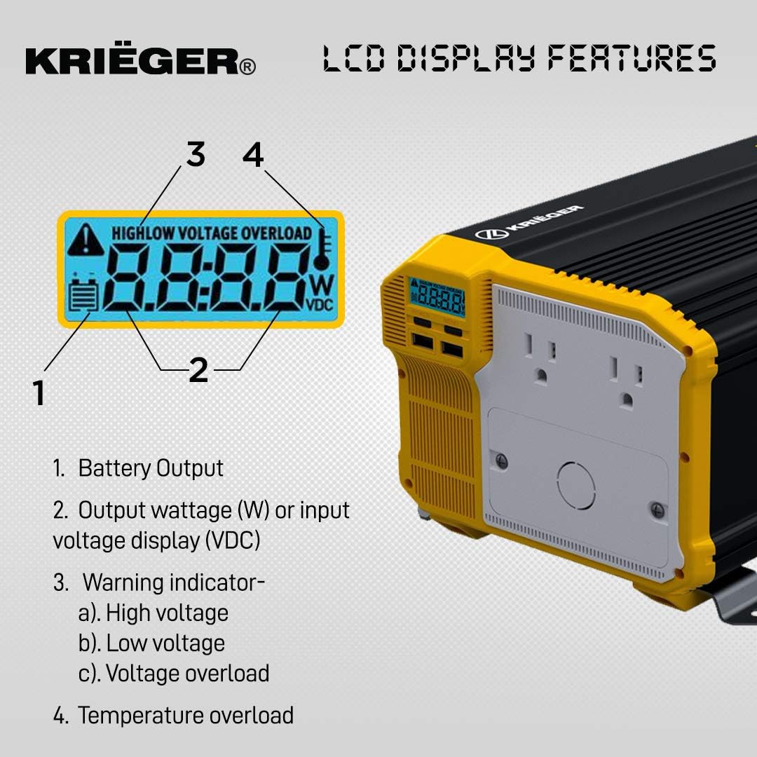 2000 Watts 12V to 110V Modified Sine Wave Power Inverter A95750