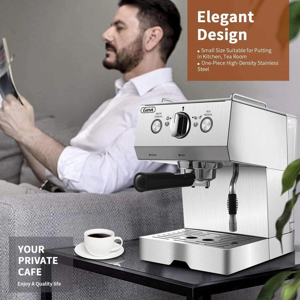 Silver Stainless Steel 15 Bar Espresso Machine E8613