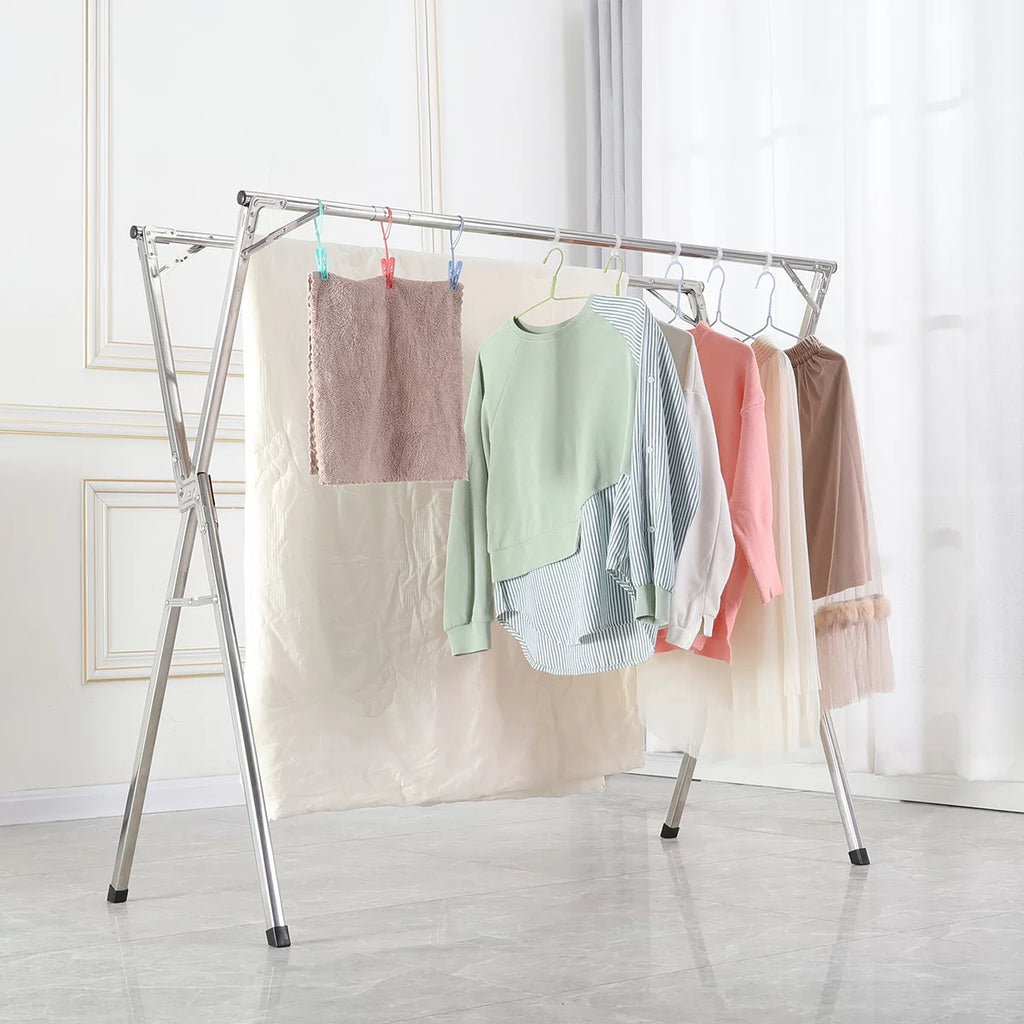 Stainless Steel Clothes Drying Rack 79 Inches Adjustable Folding C834009