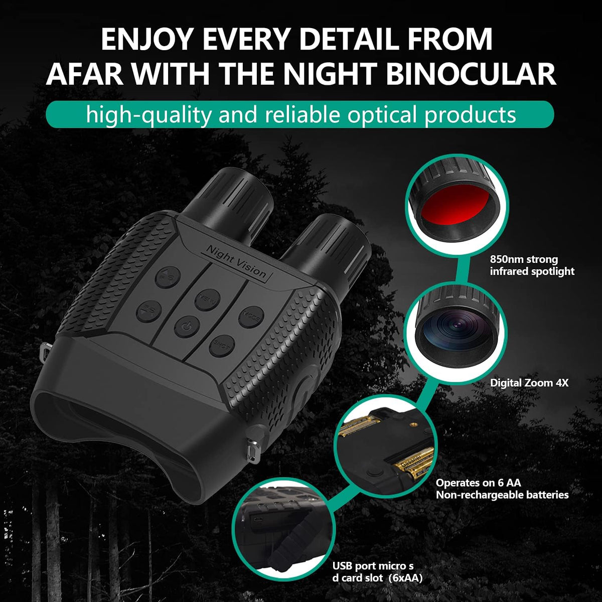 Night Vision Goggles Infrared Binoculars with 2.31 Screen 32G Memory Card U27979