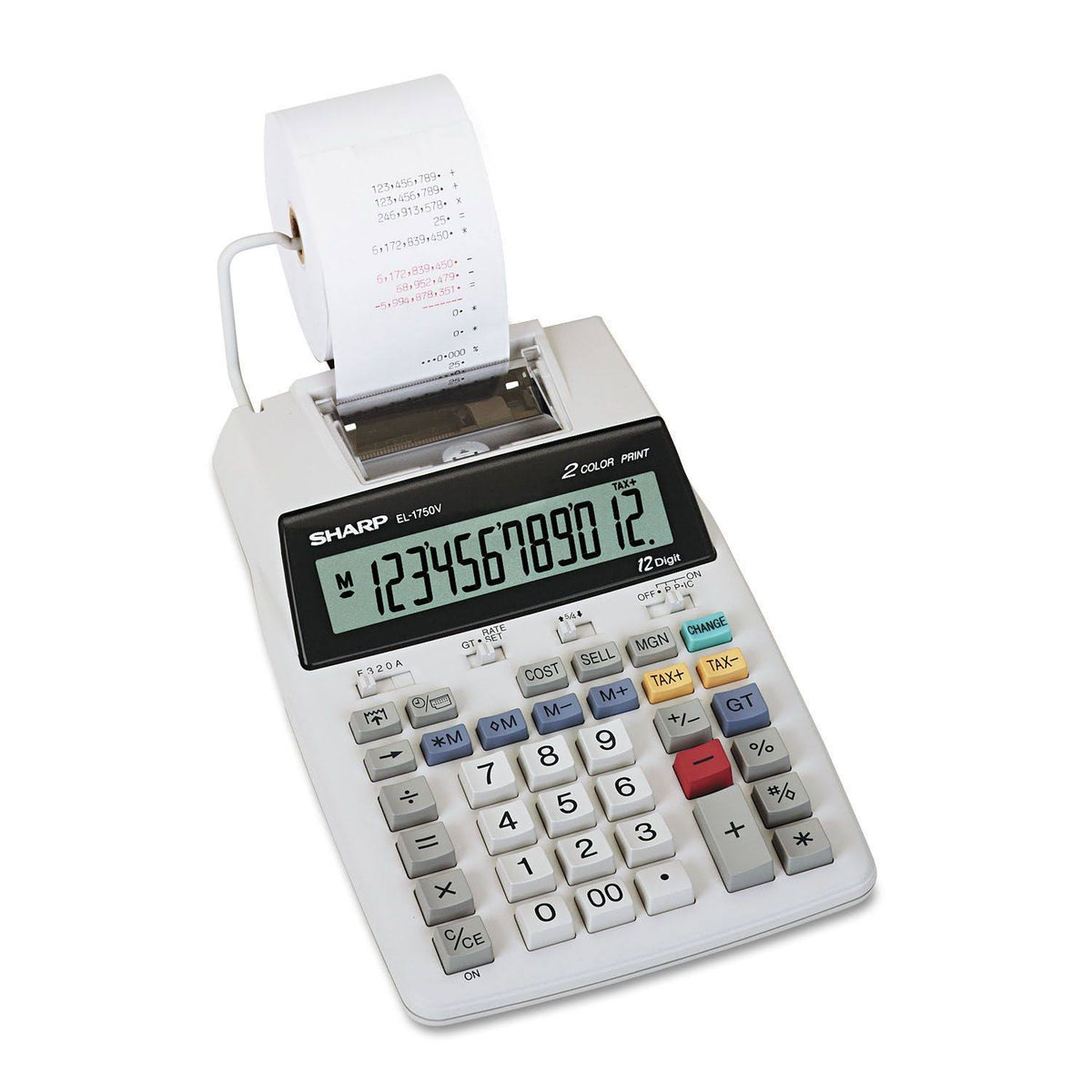 LCD 12-Digit Two-Color Printing Calculator P2000