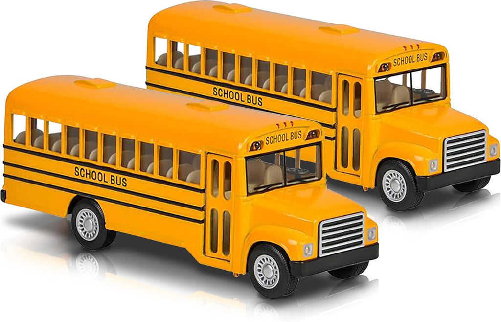 5 Inch Pull Back School Bus Toy Set of 2 Diecast S7402