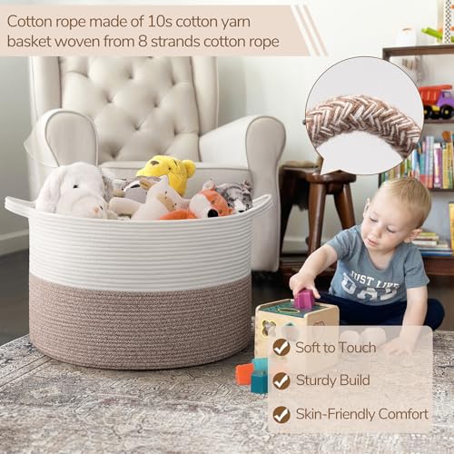 Large Cotton Rope Storage Basket, 21.7'' x 13.8'', 90L Grey M25134