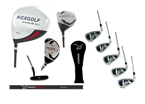 Men's Left Hand Complete Golf Club Set 460cc Driver, Fairway Wood, 3 Hybrid Iron 6-9 Irons + PW + Putter D621