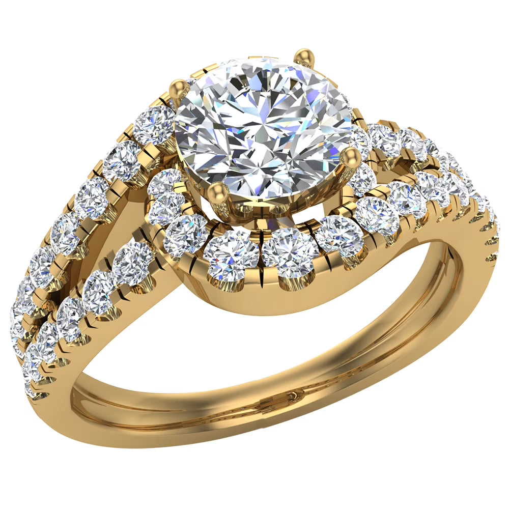 14K Gold Diamond Ring Ocean Wave Style 1.25 CT A7245