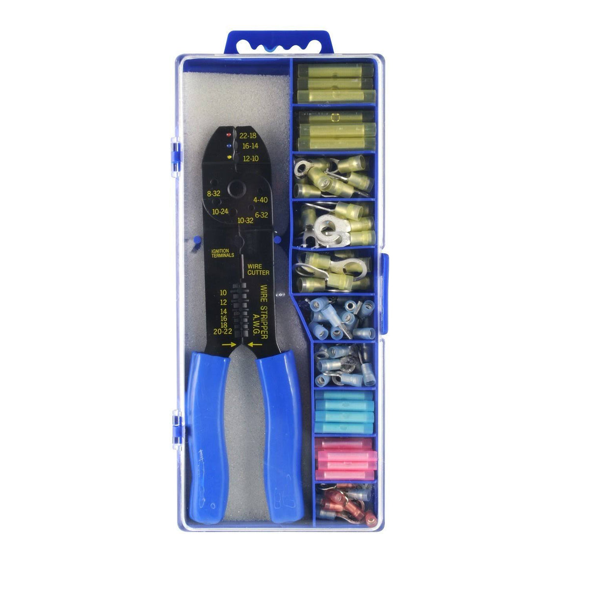 Marine Grade Nylon Insulated Double Crimp Funnel Entry Connector Kit with Crimp Tool 18 to 10-G Z950126