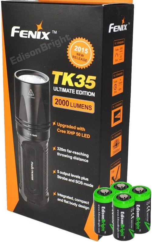 2000 Lumen CREE XHP 50 LED Tactical Flashlight with 2 x 2600mAh Li-ion rechargeable batteries, 4 x CR123A Lithium batteries, 18650 battery charger Q92010