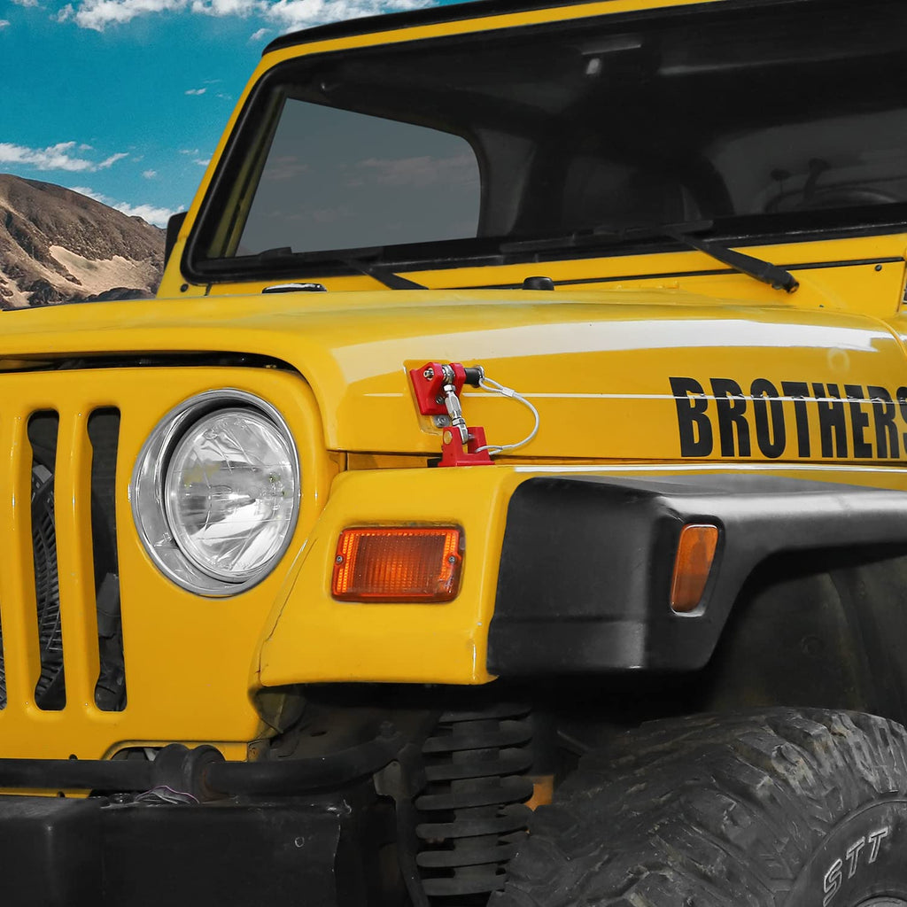 Red Aluminum Alloy Hood Latches for Jeep Wrangle TJ D67833