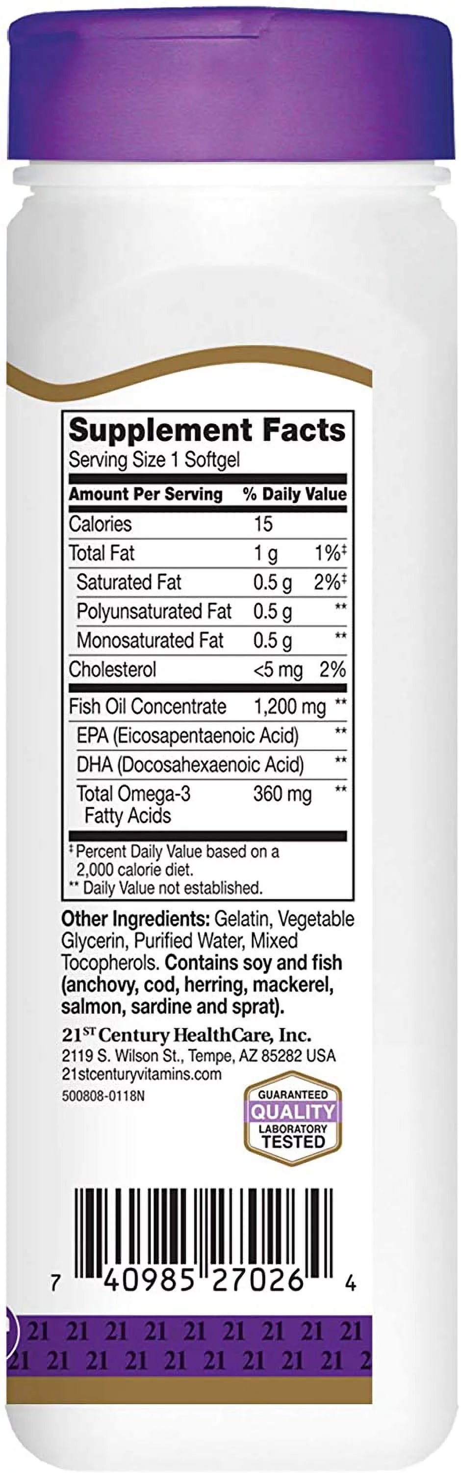 Fish Oil 1200 mg Omega-3 Softgels 90 Ea 6 Pack J16054