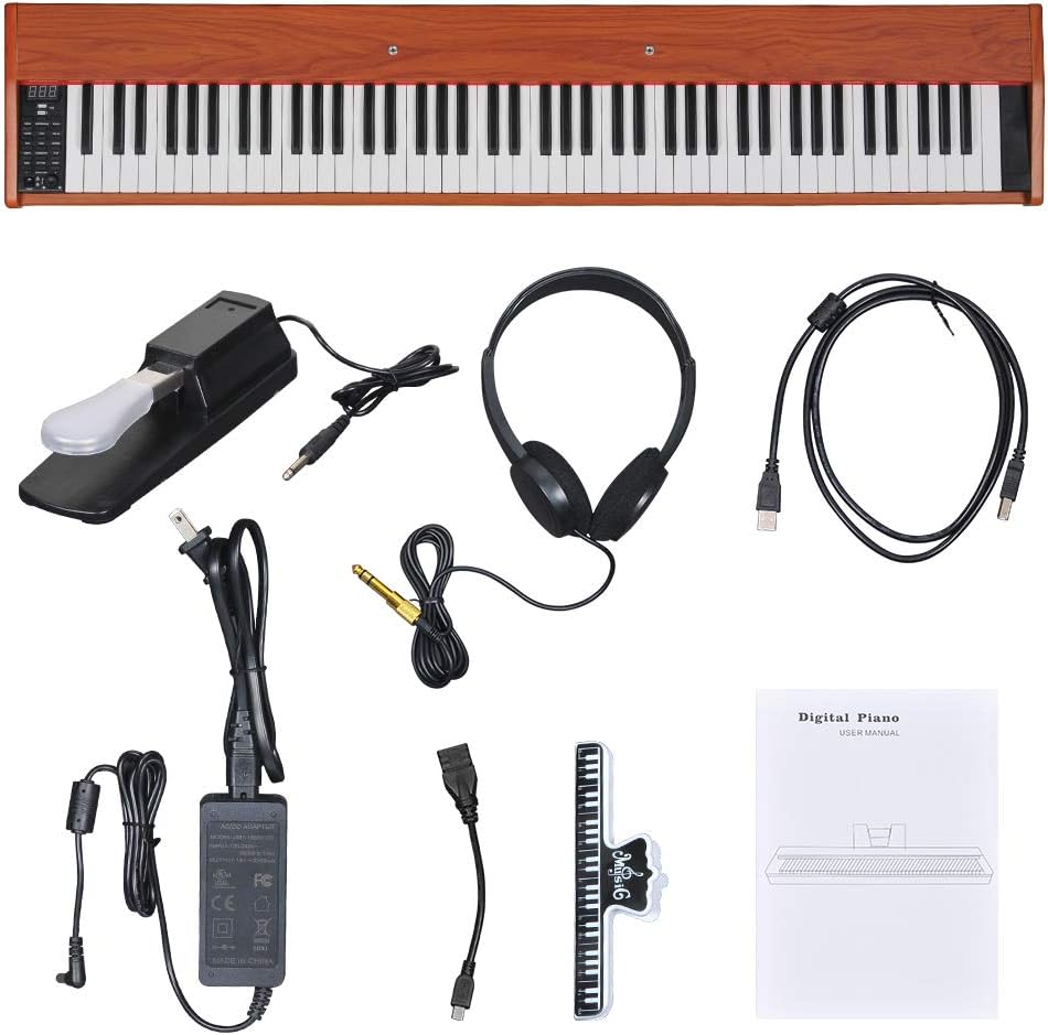 88 Key Digital Piano Electric Piano with Sustain Pedal, Power Adapter, Headphone R76545