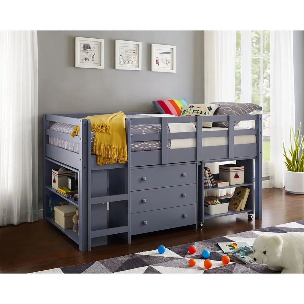 Twin Grey Loft Bed with Desk R4078