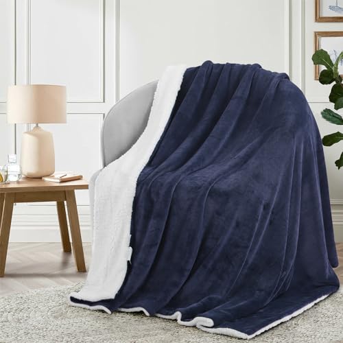 Dark Grey Queen Size Sherpa Flannel Reversible Throw Blanket 90x90 Inches N26312