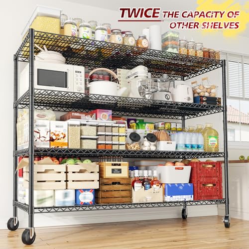 75.6" H Adjustable Metal Wire Shelving Unit with Wheels N6985