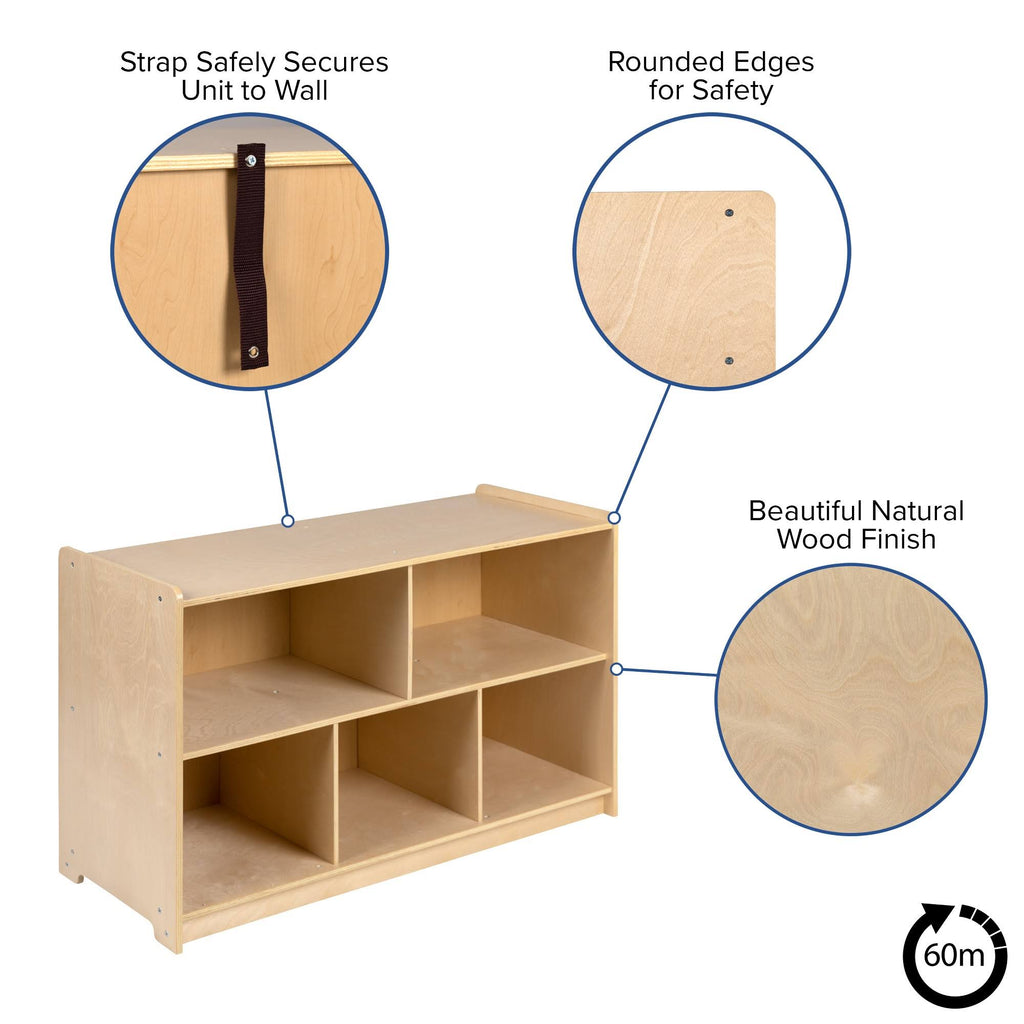 Wooden 5 Section School Classroom Storage Cabinet A646