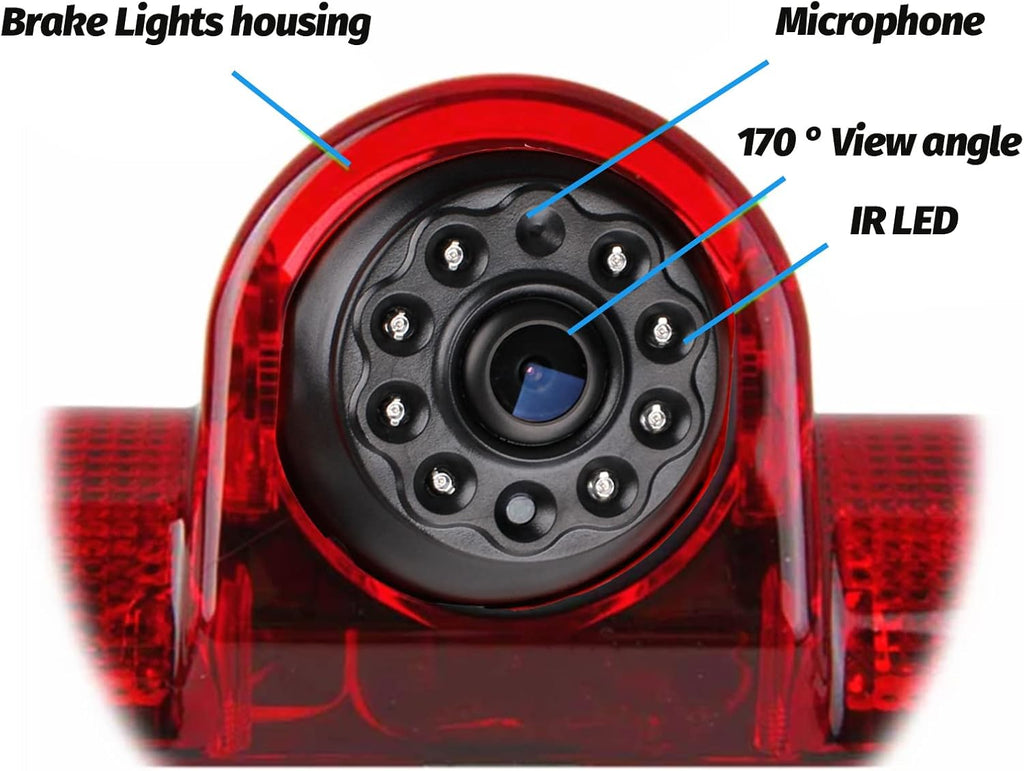 Rear View Backup Camera with Third Brake Light Waterproof Night Vision Reverse Camera Built-in Microphone Pack of 2 A3797