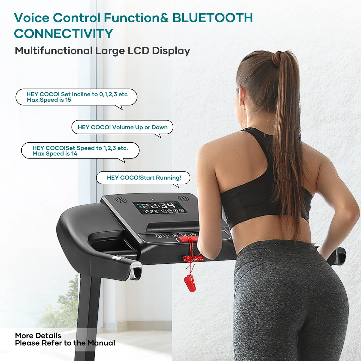 17 Wide Electric Folding Treadmill with Auto Incline S2019