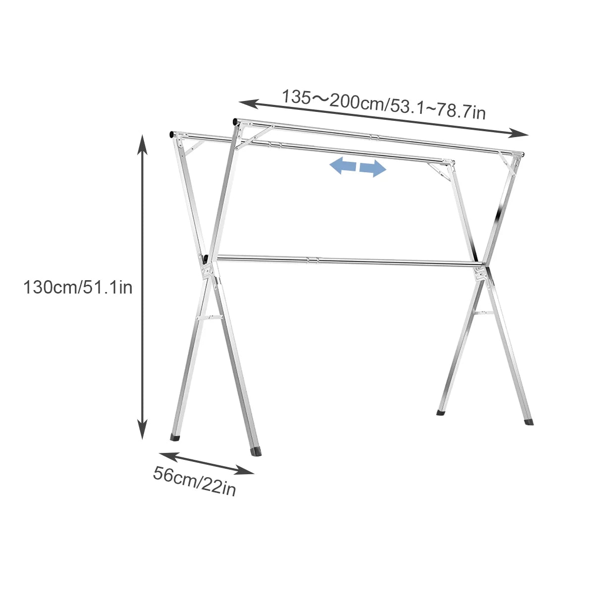 Stainless Steel Clothes Drying Rack 79 Inches Adjustable Folding C834009