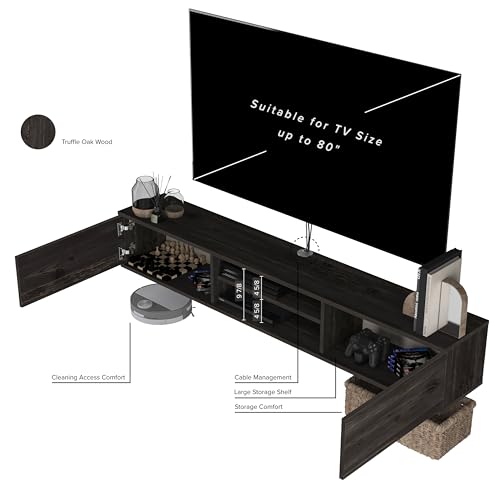 Black Oak Floating TV Stand T21188