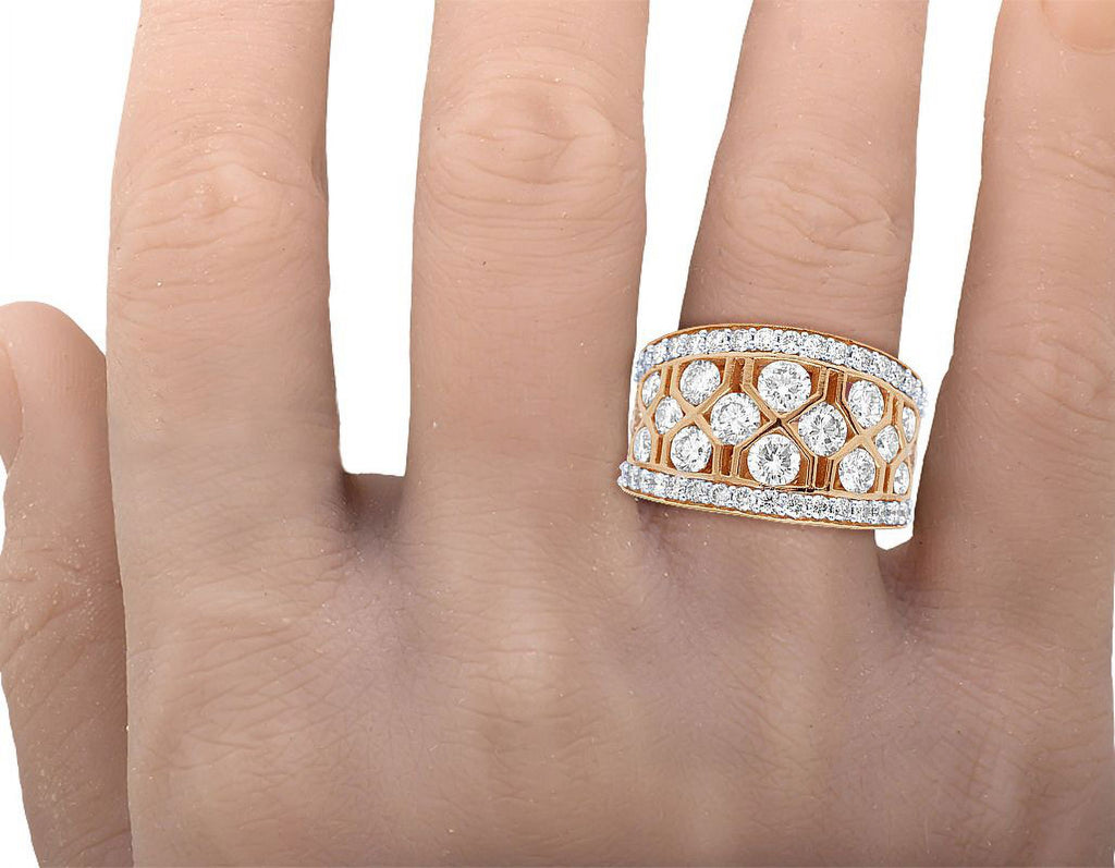 Geometric Mesh Diamond Band Ring Q518