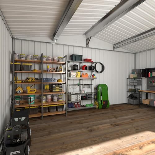 8x8 FT Metal Outdoor Storage Shed with Lockable Doors S238099