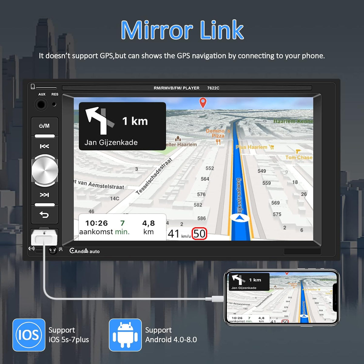 6.2 Inch Double Din Car Stereo with Carplay Android Auto C419013