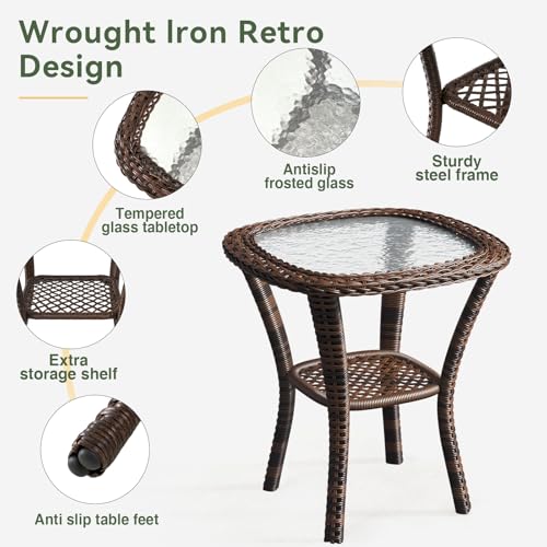 3 Pieces Wicker Patio Furniture Set with Swivel Rocker Chairs and Table F204164