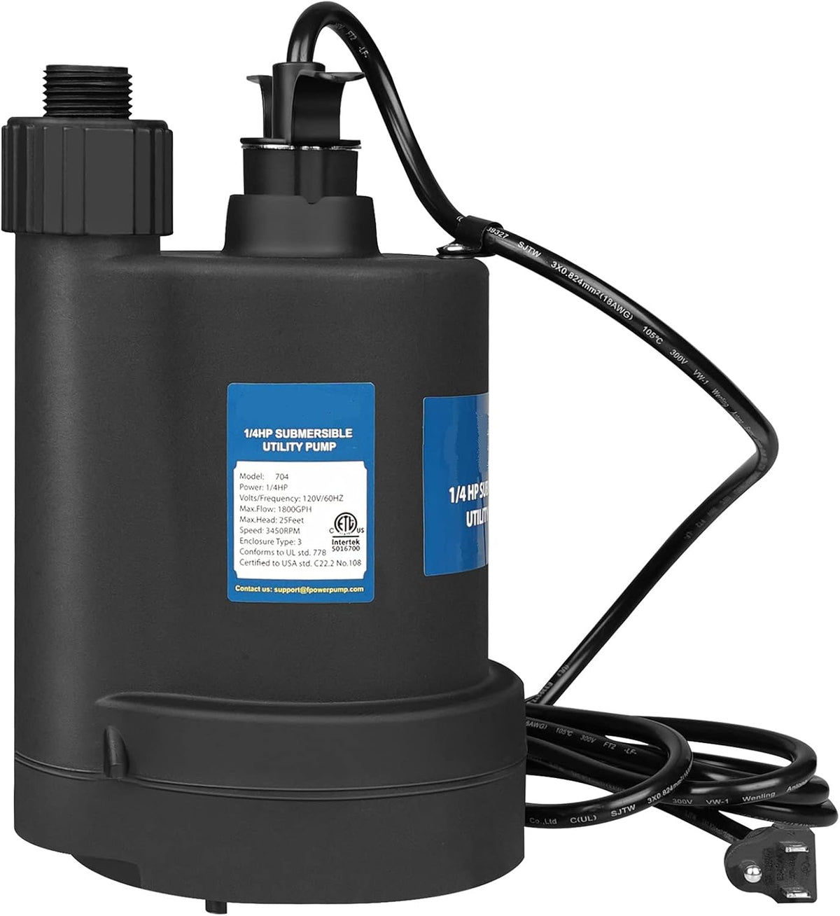 1/4 HP 1800 GPH Submersible Utility Pump Black Pack of 2 J5240
