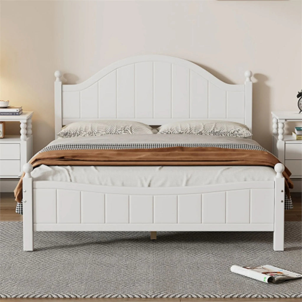 Solid Wood Queen Bed White U461334