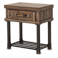 Wood & Metal Side Table with Drawer in Barn Brown S54579