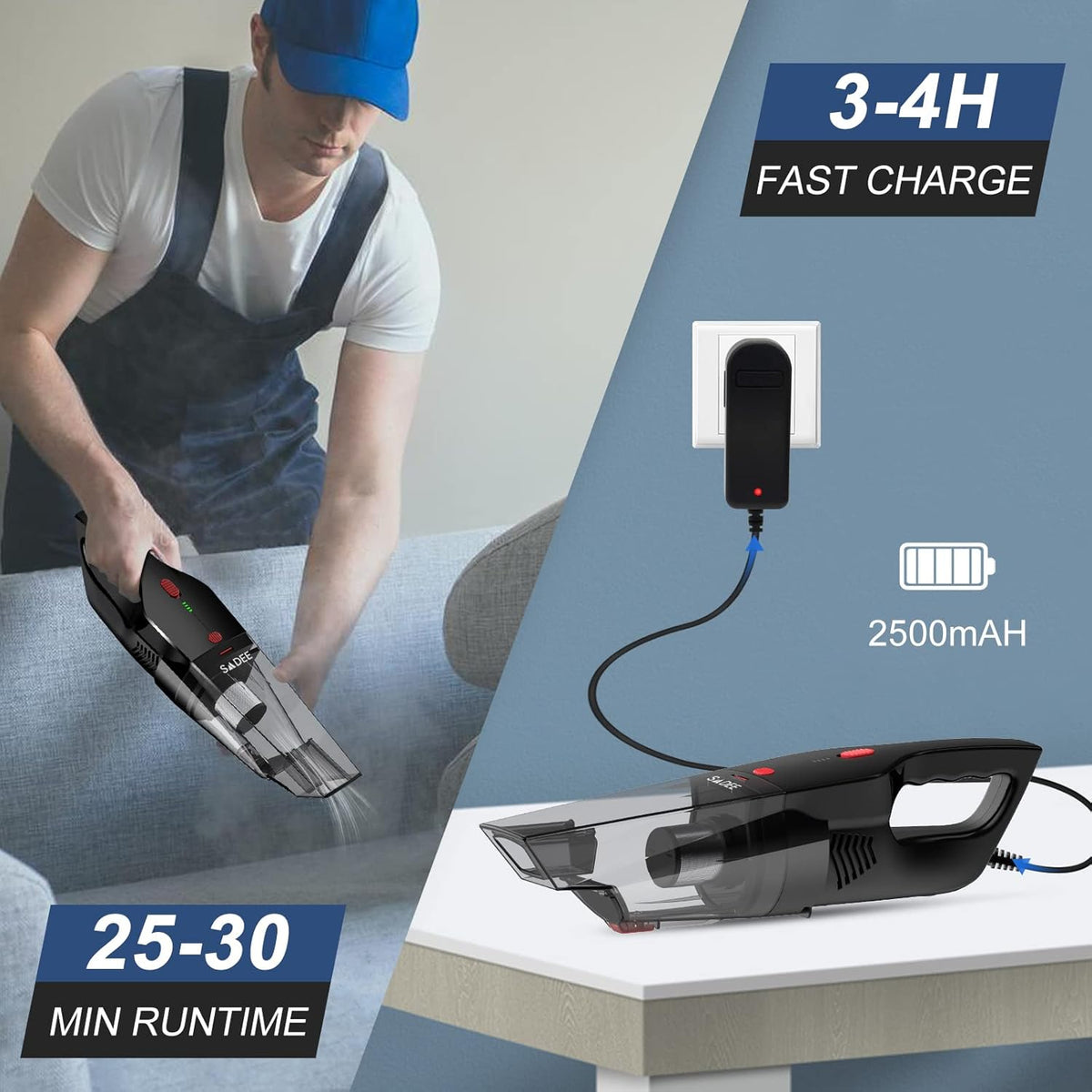 Cordless Handheld Vacuum Cleaner 9KPa Black O75035