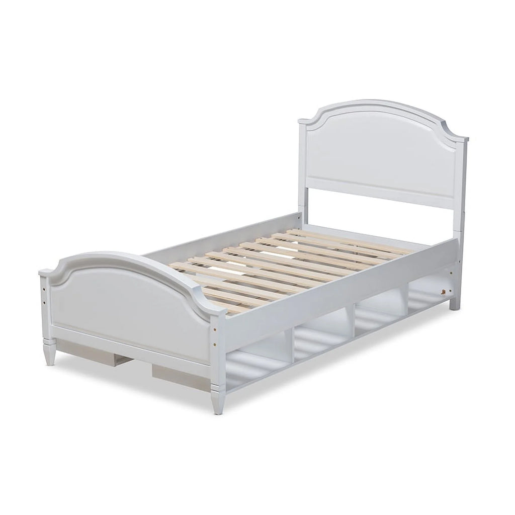 White Wood Twin Size Storage Platform Bed I384811