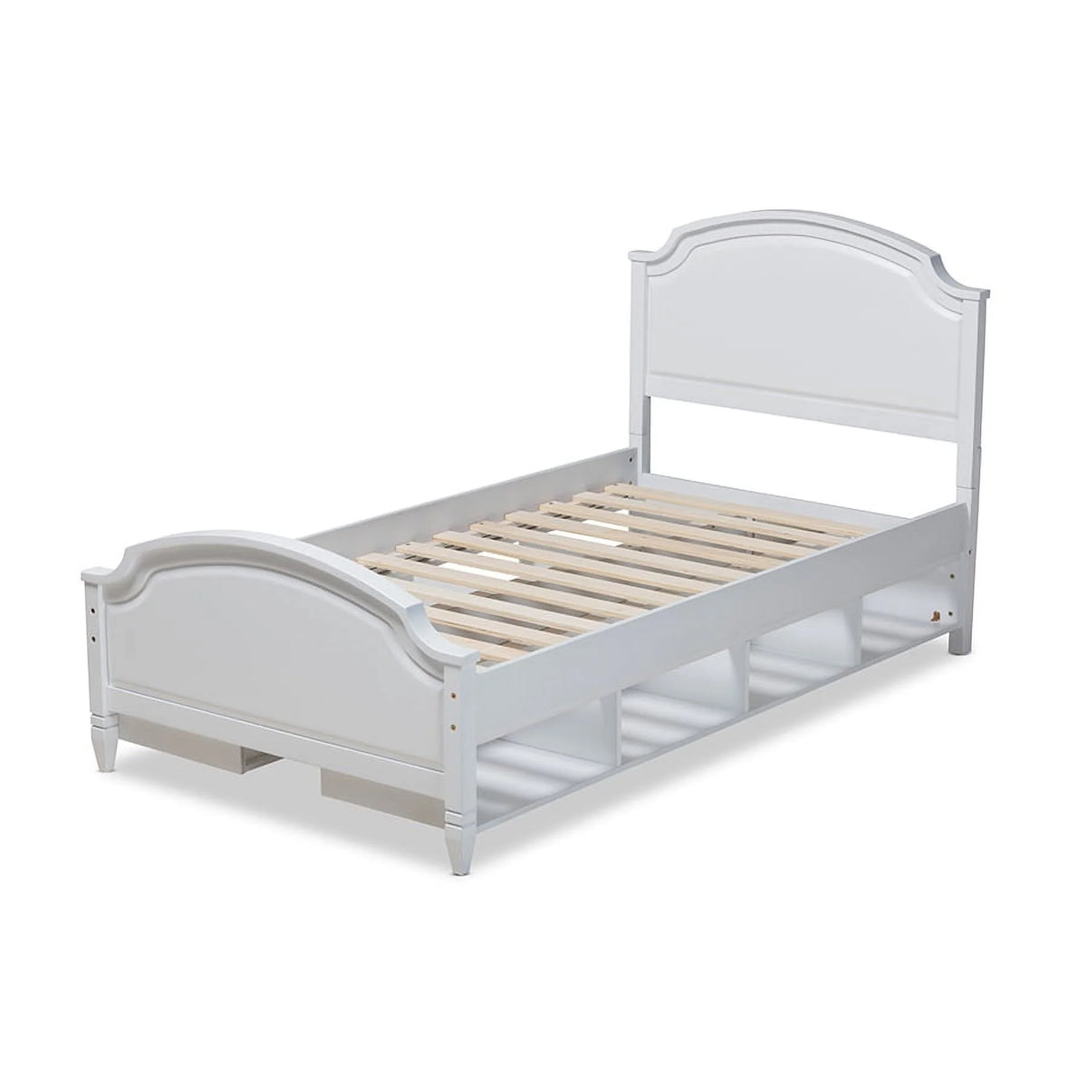 White Wood Twin Size Storage Platform Bed I384811