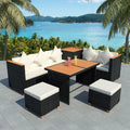 Black Poly Rattan 7 Piece Patio Set O576