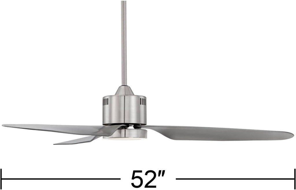 Brushed Nickel Silver 3 Blade Indoor Ceiling Fan with Light LED Remote Control C51019