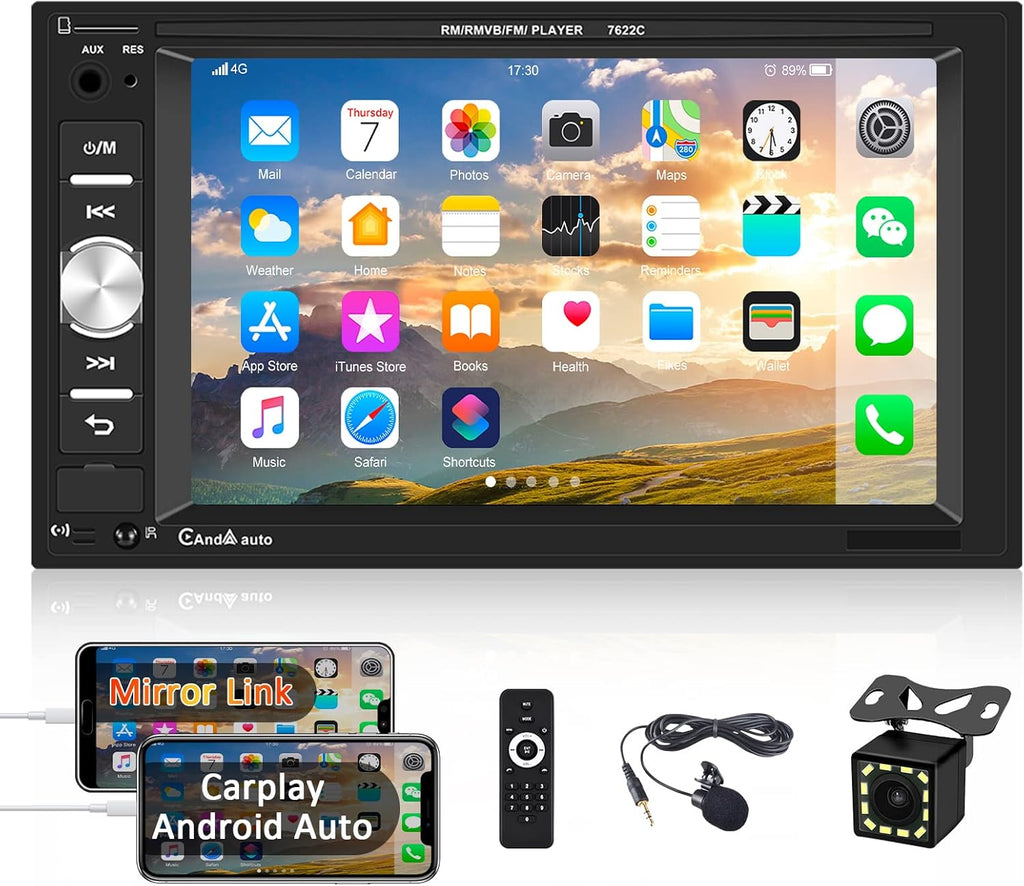 6.2 Inch Double Din Car Stereo with Carplay Android Auto C419013