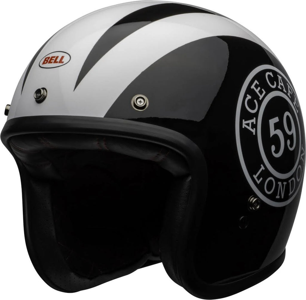 Gloss Black-White Motorcycle Helmet J59576