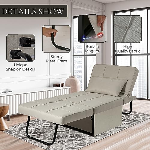 Gray Convertible Chair Bed Sleeper Sofa P24031