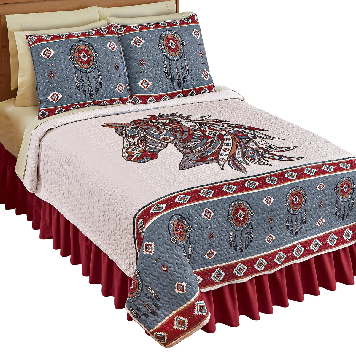 Southwest Aztec Horse and Dreamcatcher Quilt F404116