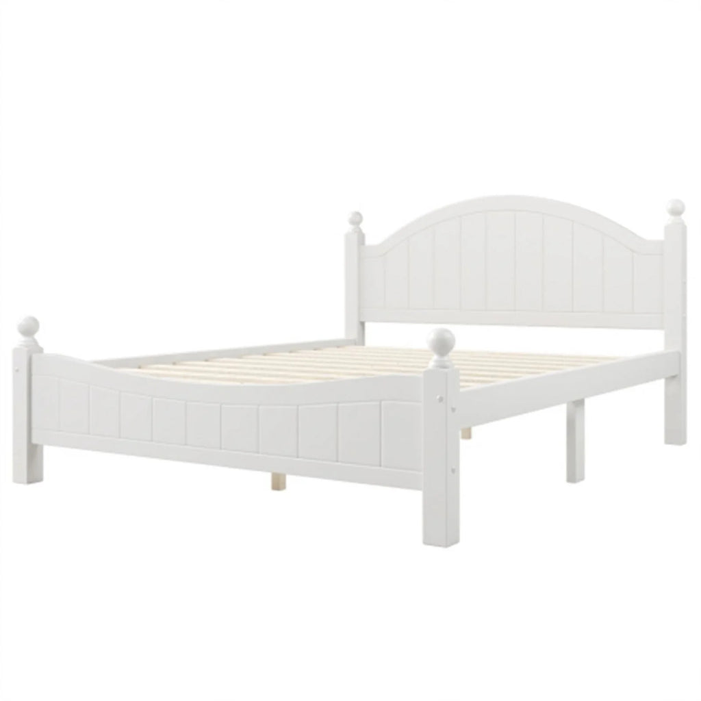 Solid Wood Queen Bed White U461334