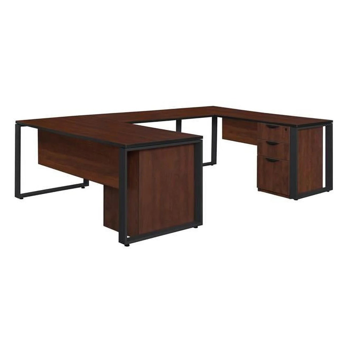 66 x 30 in. Double Pedestal U-Desk with Bridge A80581