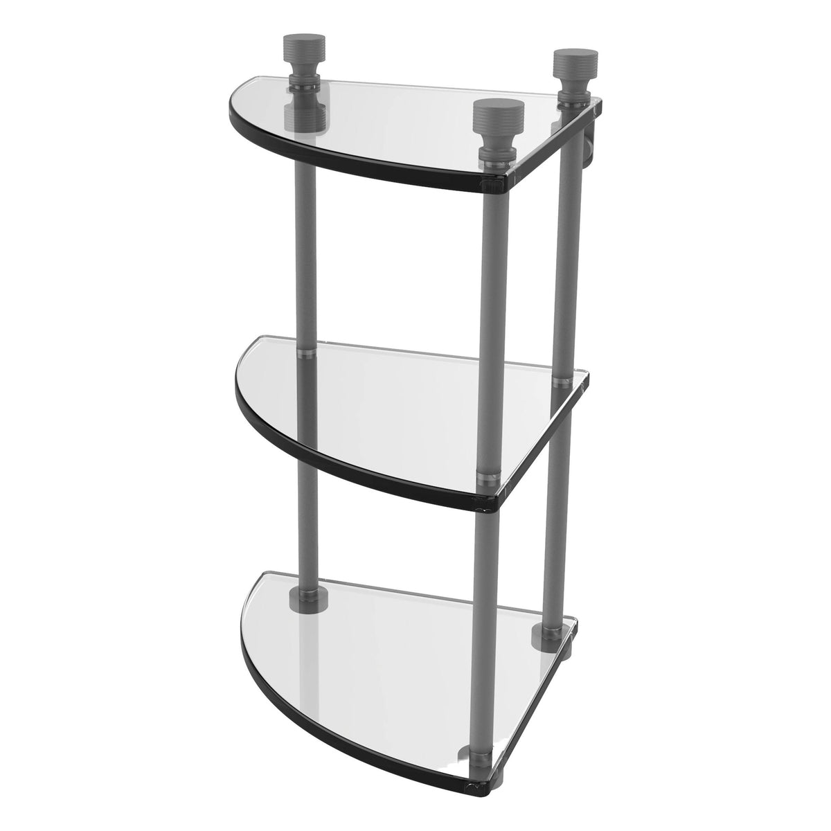 Three Tier Corner Glass Shelf Matte Gray Q5626