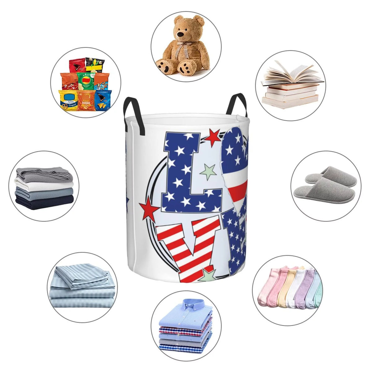 Round Waterproof Collapsible Laundry Basket J695